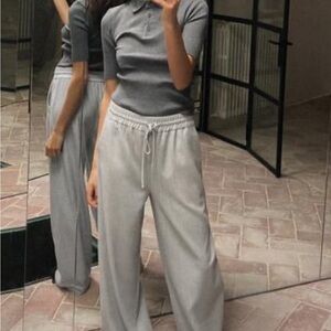 Zara Gray Wide Leg Pants